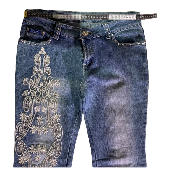 Retro embellished bell bottom Jeans size 11/12 - Picture 3 of 6